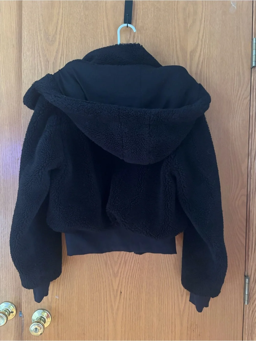 ALO Yoga Black Sherpa Cropped Zip Jacket